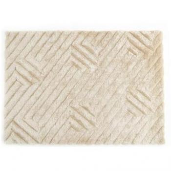 Alfombra Shaggy de Pelo Largo en Relieve - 160 x 230 cm - Blanco Roto - MAZE