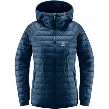 Chaqueta de mujer Haglöfs Spire Mimic Hood, color azul noche, talla L, con capucha y diseño ligero