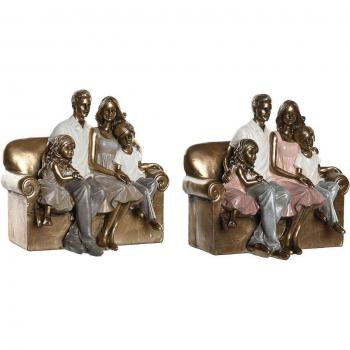 Figura Decorativa DKD Home Decor 19 x 13 x 18 cm Rosa Dorado Blanco (2 Unidades)