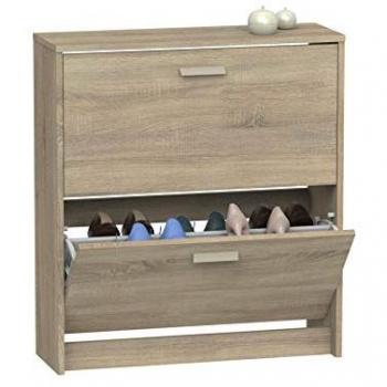 Zapatero Recibidor 2 Puertas Tibet Color Roble Cambrian, Colgable en Pared, 82x74x25 cm