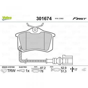 Kit de pastillas de freno VALEO 301674 para VW, AUDI y SKODA