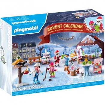 PLAYMOBIL Calendario de Adviento: Viaje al Mercado Navideño - 71472, incluye figuras y accesorios navideños, 24 sorpresas para cada día de diciembre, fomenta la creatividad y el juego imaginativo,