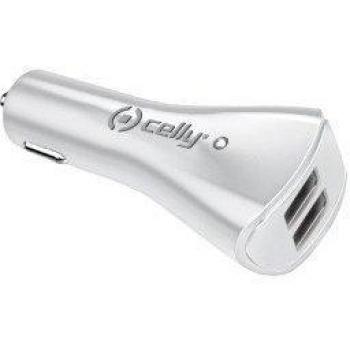 Celly Universal 2.1A Dual USB Car Charger - White