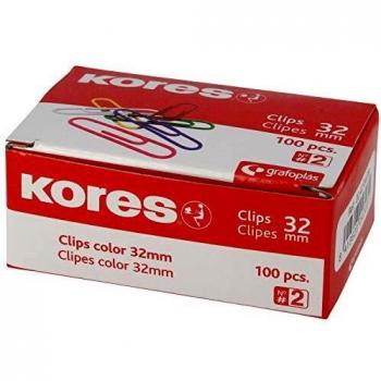 Kores 470499 Caja de Clips Plastificados, Multicolor, nº 2
