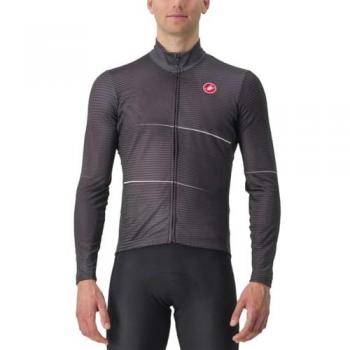 Castelli Maillot Manga Larga Raffica Gris/Negro Intenso - XL, Jersey Sweatshirt Hombre, Tamaño XL