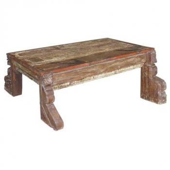 WANDERLUST DECO Mesa de Centro de Madera con Acabado Artesanal - Dimensiones 137x110x51 cm - Amplio Espacio de Almacenamiento
