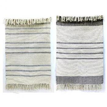 Alfombra DKD Home Decor 160 x 230 x 0,75 cm Gris Poliéster Blanco Flecos Boho (2 Unidades)