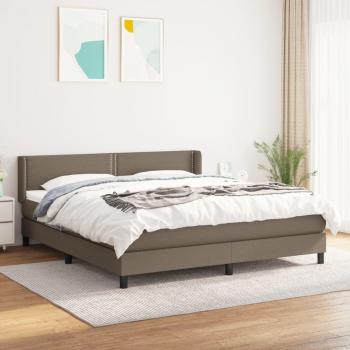 Cama box spring con colchón Tortera 160x200 cm en tela gris taupe