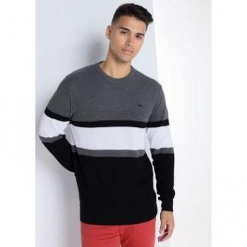 Jersey de punto con cuello tipo caja y diseño a rayas en tonos negro y gris