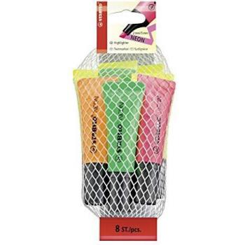 Marcador fluorescente STABILO NEON - Cuerpo semiblando - Malla con 8 colores