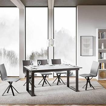 Mesa extensible Bandos 90x160/220 cm Fresno Blanco con estructura Antracita