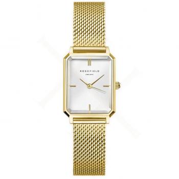 Rosefield Octagon XS White Mesh Watch 19.5mm x 24mm Gold
