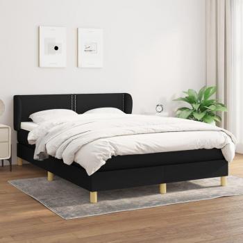 Cama box spring de muelles con colchón negro 140x190 cm en tela