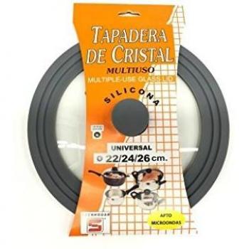 Tecnhogar - Tapa Universal Cristal Silicona 22/24/26 Cm Apta para Microondas