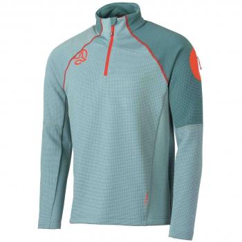 Camiseta Ternua Lemik 1/2 Zip Hombre Grey Mint XL - Camiseta de manga larga, forro polar, color verde claro y naranja, talla XL