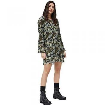 Pepe Jeans Brina Camouflage Polyester Green Dress for Women Size S