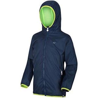 Regatta Chaqueta Lever II con Capucha Forrada de Malla Ligera y Transpirable Jackets Waterproof Shell, Unisex niños, Dark Denim, 14 yr