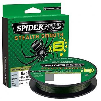 Spiderwire Línea Trenzada Stealth Smooth 8 300M - Color Moss Green, Longitud de 300 metros, Diámetro de 0.20 mm, Alta resistencia a la abrasión, Tecnología Smooth para mayor suavidad y