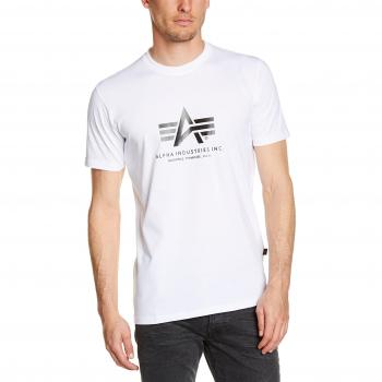 Alpha Industries Men's Basic White Logo T-Shirt (L) - Casual Cotton Short Sleeve
