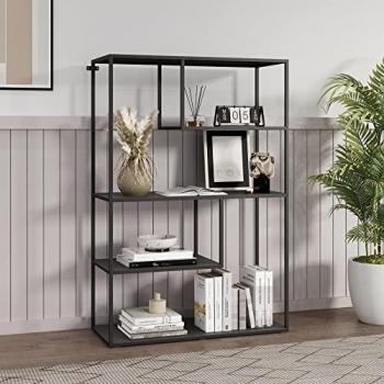 Librería Sievi de 4 Niveles en Acero Negro Mate - Estantería Independiente 126x85x35cm
