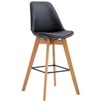 Taburete Alto Metz Negro Natural con Respaldo y Apoyo para Pies