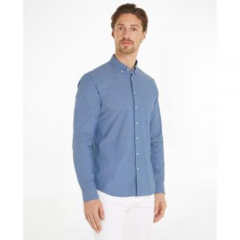 Calvin Klein Men's Slim Fit Blue Geometric Button-Up Shirt, Size M
