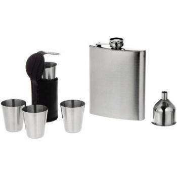 Set Petaca De Acero Con Accesorios