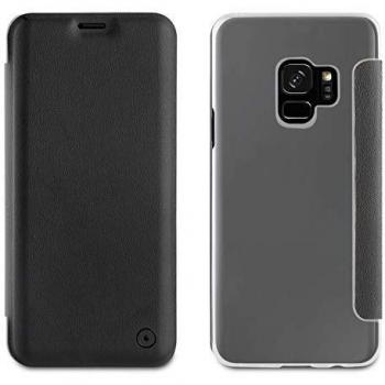 Muvit MUFLC0153 - Funda Folio Parte Trasera Transparente para Samsung Galaxy S9, Negro