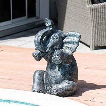 Estatua elefante con pátina gris sentado 80 cm - Wanda Collection - Gris