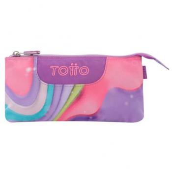 Estuche Escolar 3 Compartimentos Modelo Tablero Ferri Morado, Dimensiones 22 x 11 x 3.5 cm, Una Cremallera, Tejido Resistente y Repelente a Líquidos
