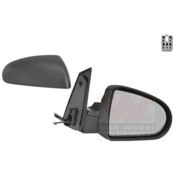 Espejo retrovisor VAN WEZEL 3235808 - Espejo lateral derecho, tipo manual, con carcasa negra, compatible con varios modelos de vehículos, incluye soporte y cristal