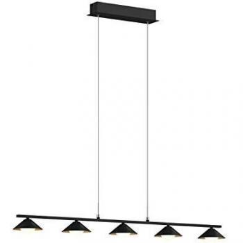 Lámpara colgante LED Lucande Kianos, negra, 5 luces