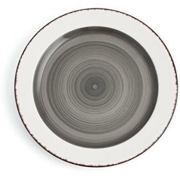 La Bouchée Aqaba Moka - Vajilla, 18 piezas, color blanco y gris