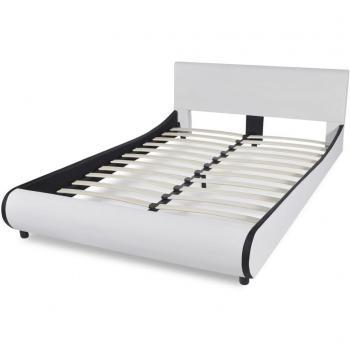 vidaXL Cama con Revestimiento de Material Cuero Artificial Medidas 140 cm Blanco