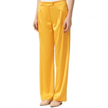Patrizia Pepe Orange Viscose Wide Trousers - IT44|L, Female, Shiny Fabric, Elegant Trousers with Zip Closure