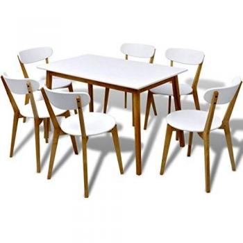 vidaXL Sillas de Comedor Pack de 7 Unidades Material MDF y Madera de Abedul