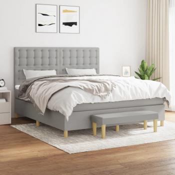 Cama box spring de muelles con colchón gris claro 160x200 cm