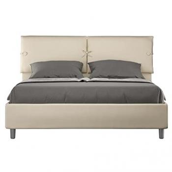 Cama Matrimonial Tapizada en Similpelle Tortora con Contenedor y Rete 160x190 tipo Sleeper