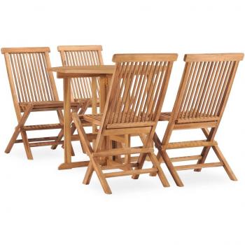 5-Piece Folding Outdoor Dining Set - Solid Teak Wood
