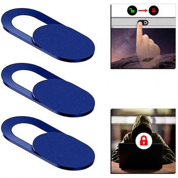 3 Tapas Deslizantes Adhesivas Azules para Seguridad y Privacidad de Cámara Web