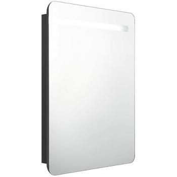 Armario de baño con espejo LED negro 60x11x80 cm