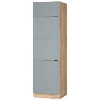 Armario para frigorífico empotrado Fame-Line, 60 cm, Azul claro-gris, Eiche de fuerza dorada, Vicco