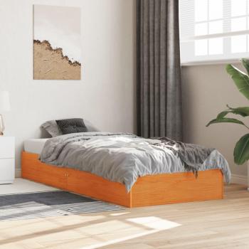 Cama solar sin colchón de madera maciza de pino marrón cera 90x200 cm