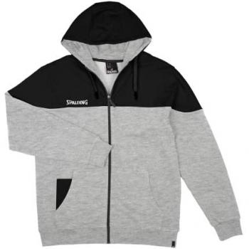 Sudadera Deportiva Spalding Funk con Cremallera Gris Jaspeado/Negro - Talla M - 80% Algodón