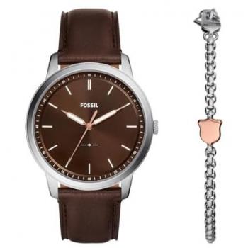 Reloj Hombre Fossil MINIMALIST SPECIAL PACK Marrón (Ø 44 mm) con pulsera incluida