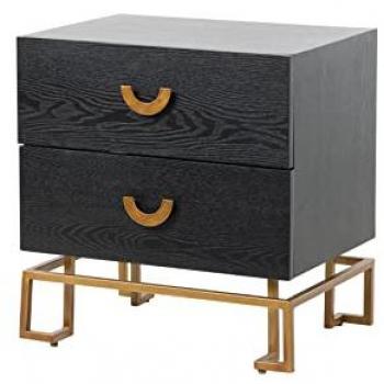 Mesita Elegante y Moderna de Madera-Metal Negra y Dorada 55x40x58 Cm