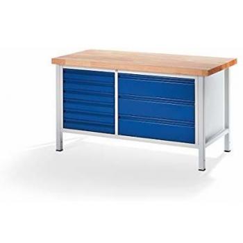Banco de trabajo modular RAU con 6 cajones (3 grandes y 3 extra grandes), dimensiones: 1500 mm de ancho y 700 mm de profundidad