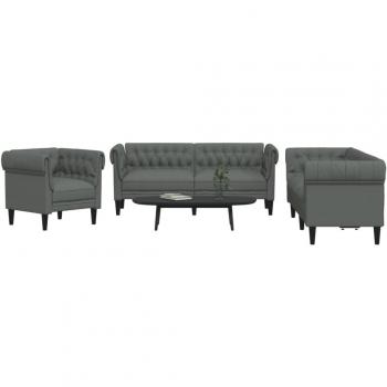 Conjunto de sofás 3 piezas de tela gris oscuro
