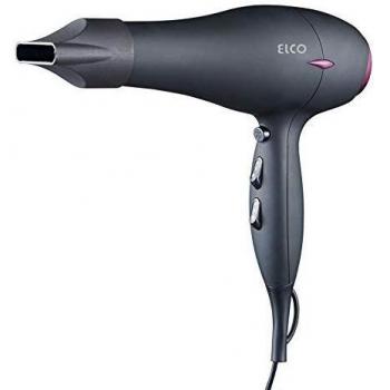 Elco PS-7422, Secador con motor AC profesional de 2200W, función Ionic, boquilla ultrafina cocentradora de aire y difusor, 2 velocidades y 3 temperaturas, botón de aire frío