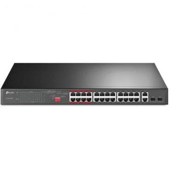 TP-Link TL-SL1226P 24-Port 10/100Mbps + 2-Port Gigabit Unmanaged PoE+ Switch with 2 Combo Gigabit SFP Slots, Rackmountable